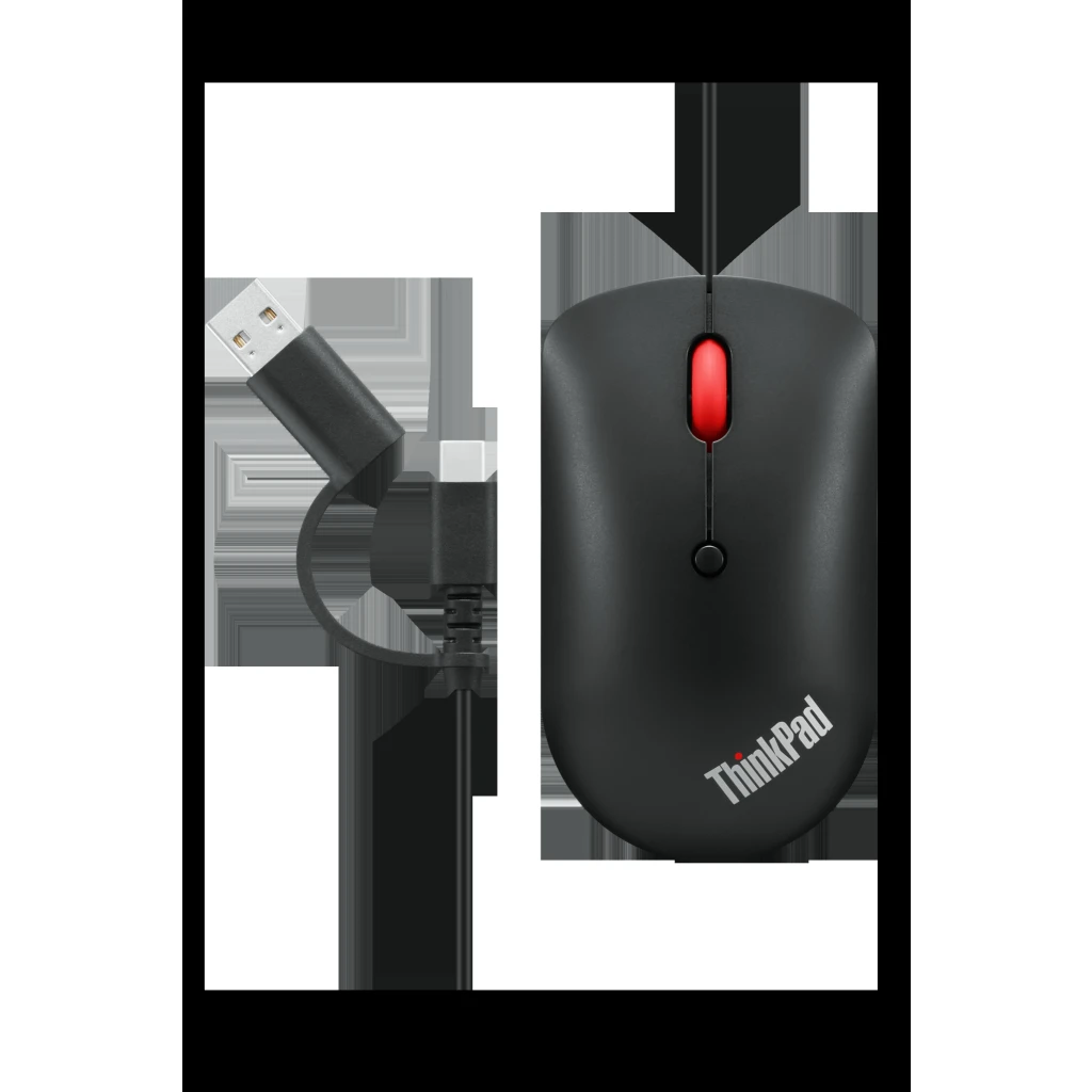 Imagen 4 de Mouse Alámbrico Lenovo ThinkPad, Óptico 2400dpi USB-C/A Negro cuervo