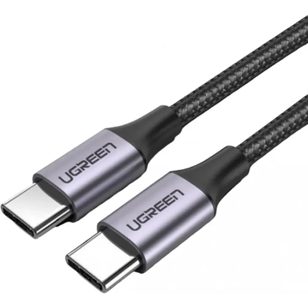 Cable USB-C 2.0 UGREEN 2Mts 3A Aluminio Niquelado Gris con Negro