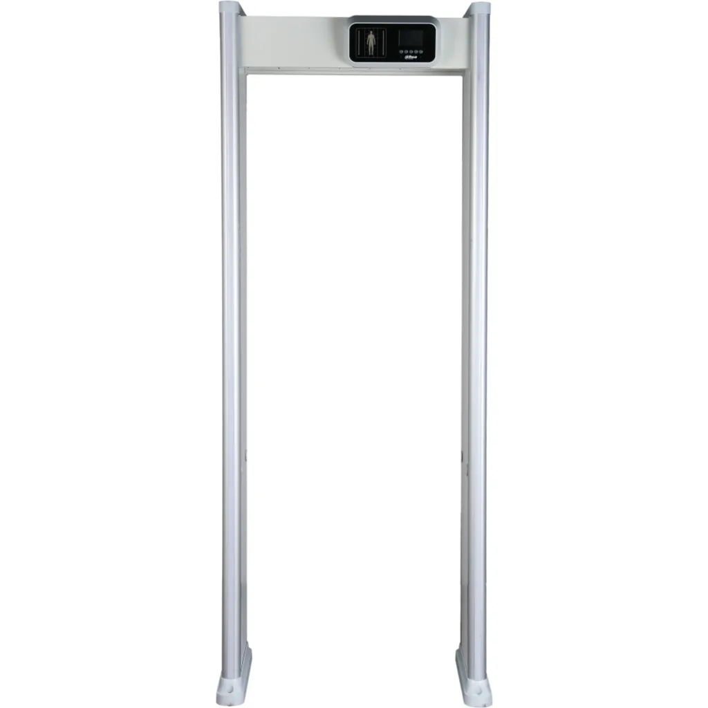 DHI-ISC-D118 arco detector de metales con 18 zonas configurables, LEDs de localización, pantalla LCD 3,5”, 255 niveles de sensibilidad, sensor IR, DSP y conectividad de red.