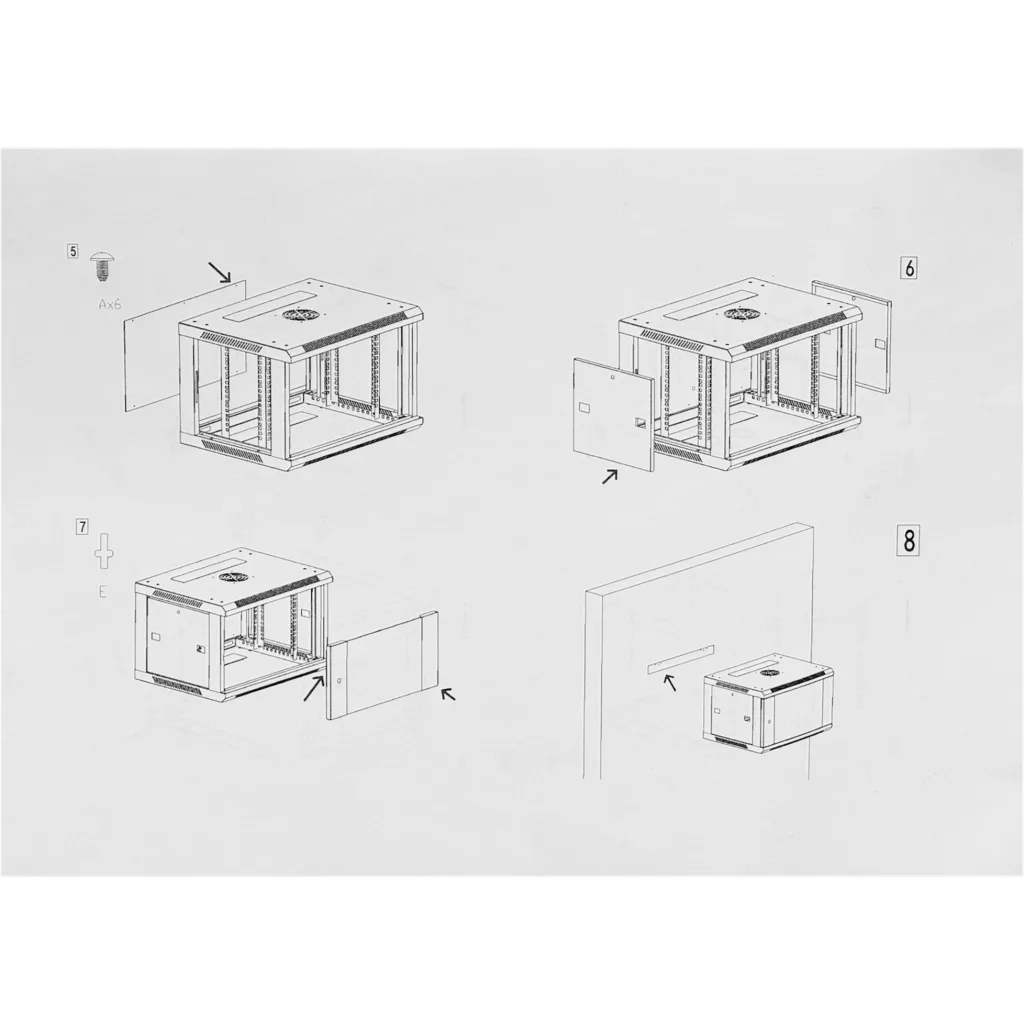 Imagen 8 de LINKMADE Desarmado 6U 100cm-Fondo Gabinete Rack Negro 1000mm