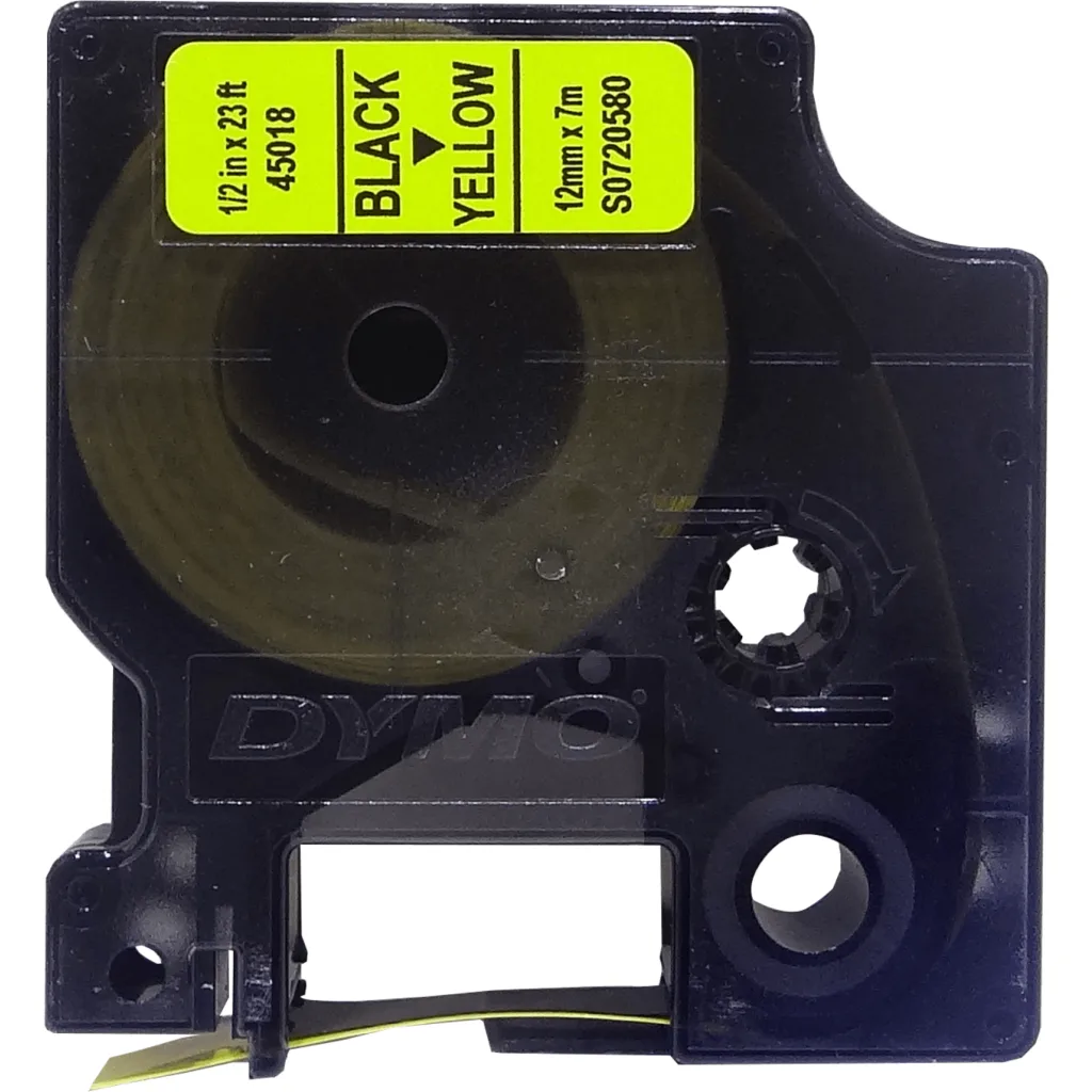 DYMO 12mm Negro en Fondo Amarillo Cinta 7mt D1-Label Cassette