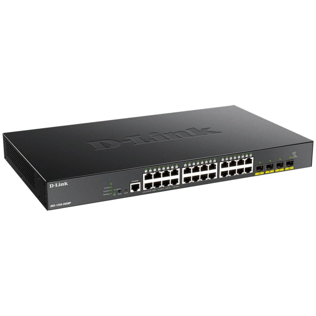 Imagen 1 de Switch Smart D-Link DGS-1250-28XMP, 24 Puertos 10/100/1000 Mbps PoE + 4 P
