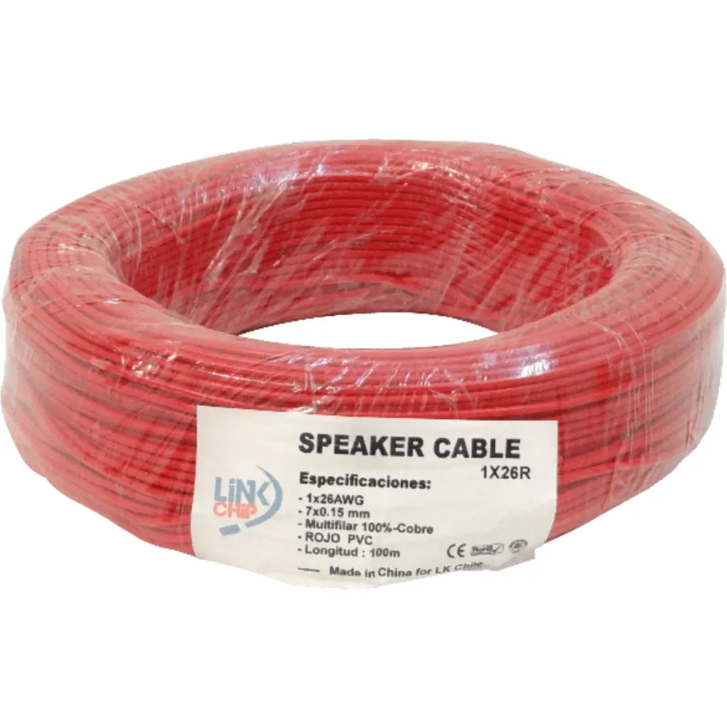 Rojo 1x26awg Cobre 0,13mm2 100mt Cable Conductor Aislado PVC 7x0,15mm