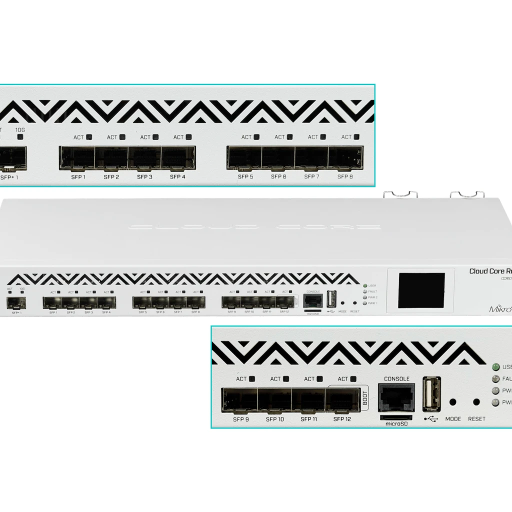 Router Mikrotik CCR1016-12S-1S+ 12-SFP 1-SFP+10G 2-220VAC mSD USB RS232-DB9 L6