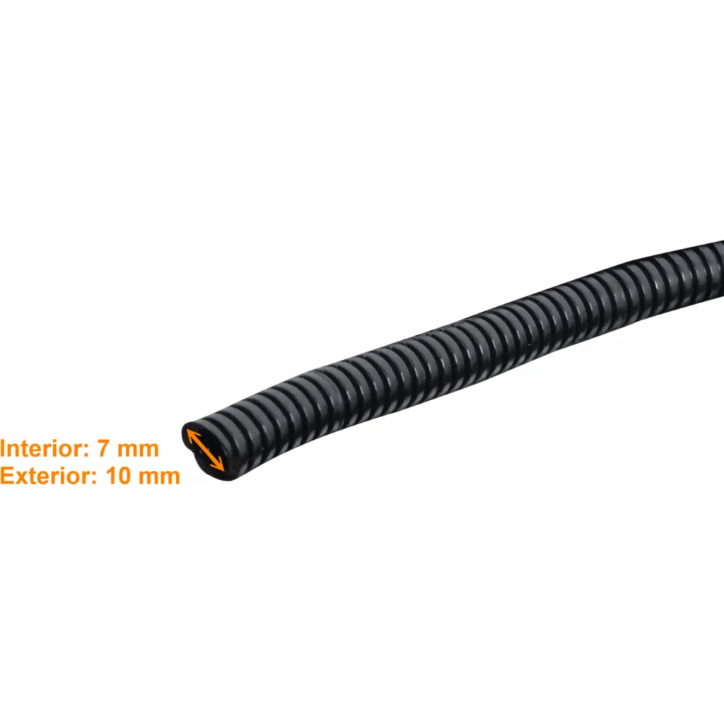 10mm Rollo-100mts 7mm-int Conduit Flexible Plastico Corrugado Negro PA