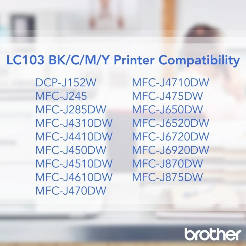 Imagen 2 de Cartridge Brother LC103C Cyan para DCP J152/MFC J245/J285/J450/J4510, 600Pág