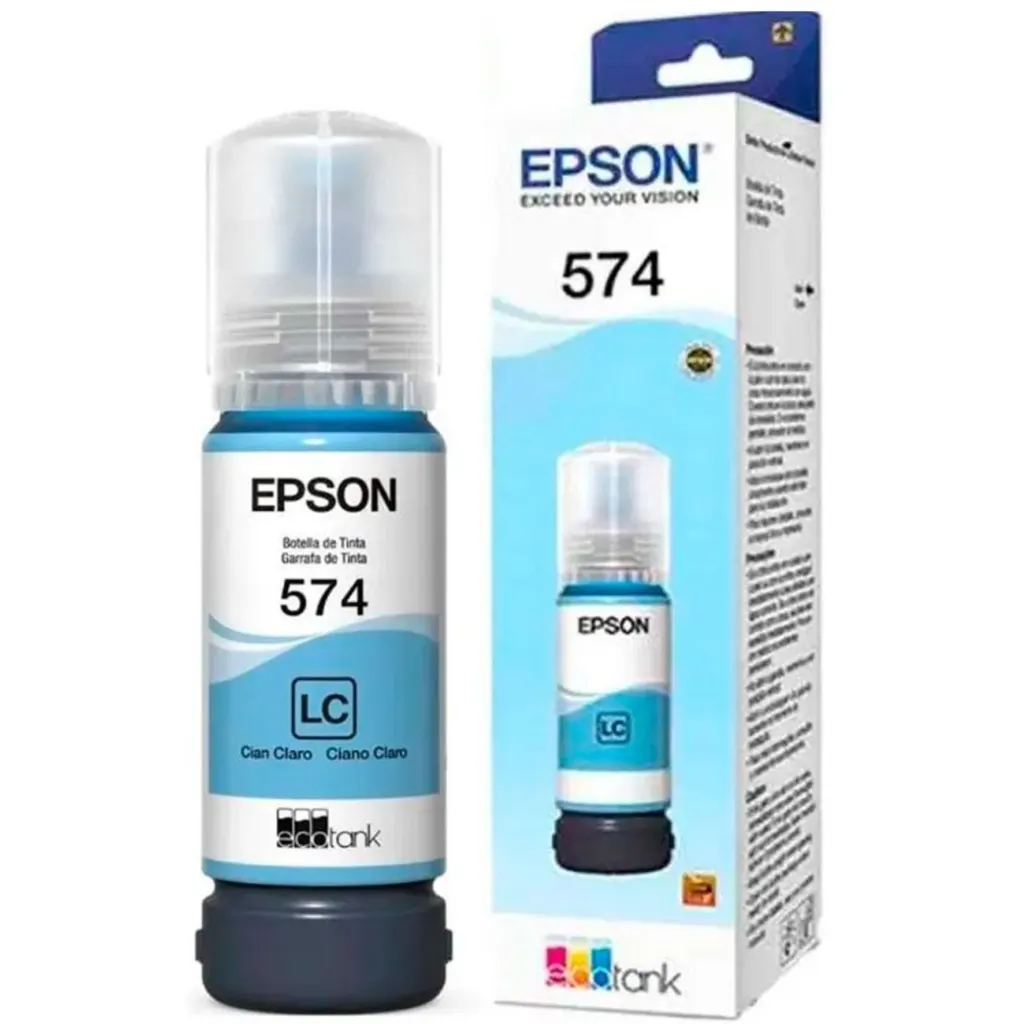 Botella de Tinta Epson T574 Cyan Light, EcoTank L8050/L18050, 7.300 Pág 70ml