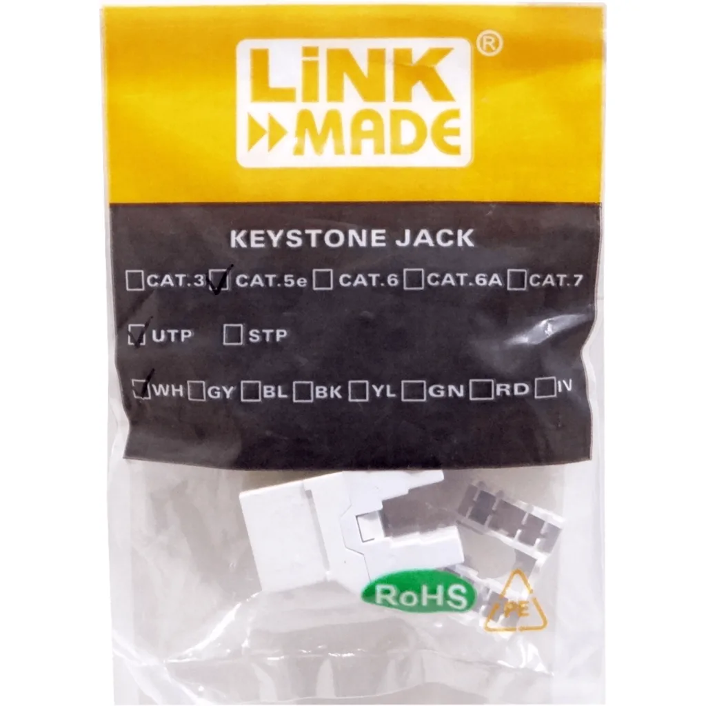 Conector Punchable p/Herramient-KPT 180º Blanco Cat5E U/UTP - LINKMADE KP5WL-1