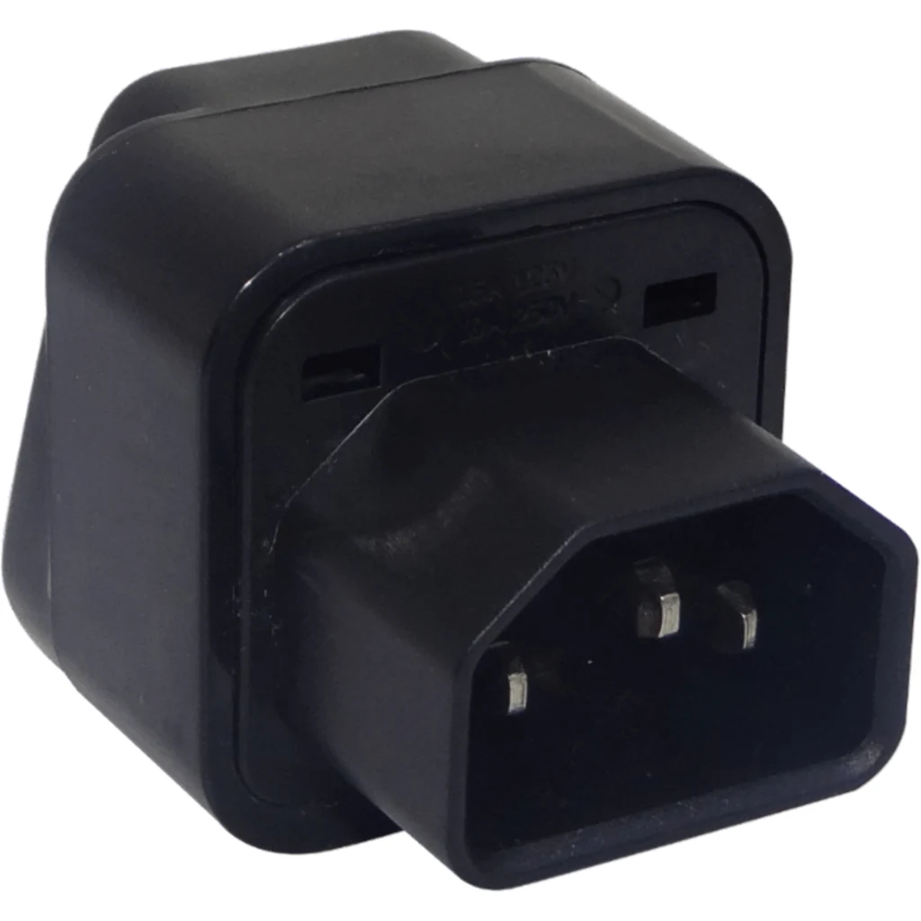 Adaptador Multinorma C14 Macho a Schuko-US Hembra 10A, NO CERTIFICADO