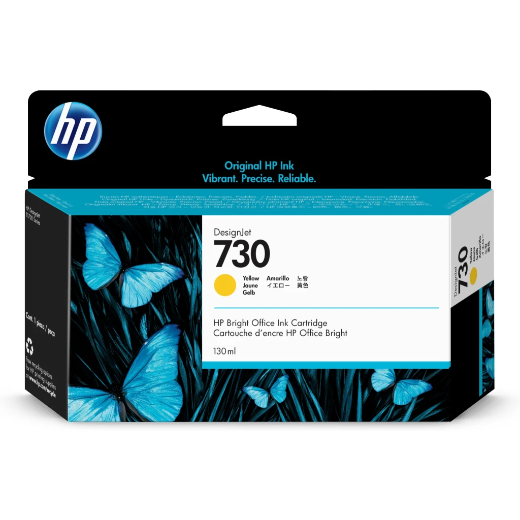 Imagen 1 de Cartridge HP 730 Yellow para Imp DesignJet Ink T1600/T2600/T1700, 130ml 