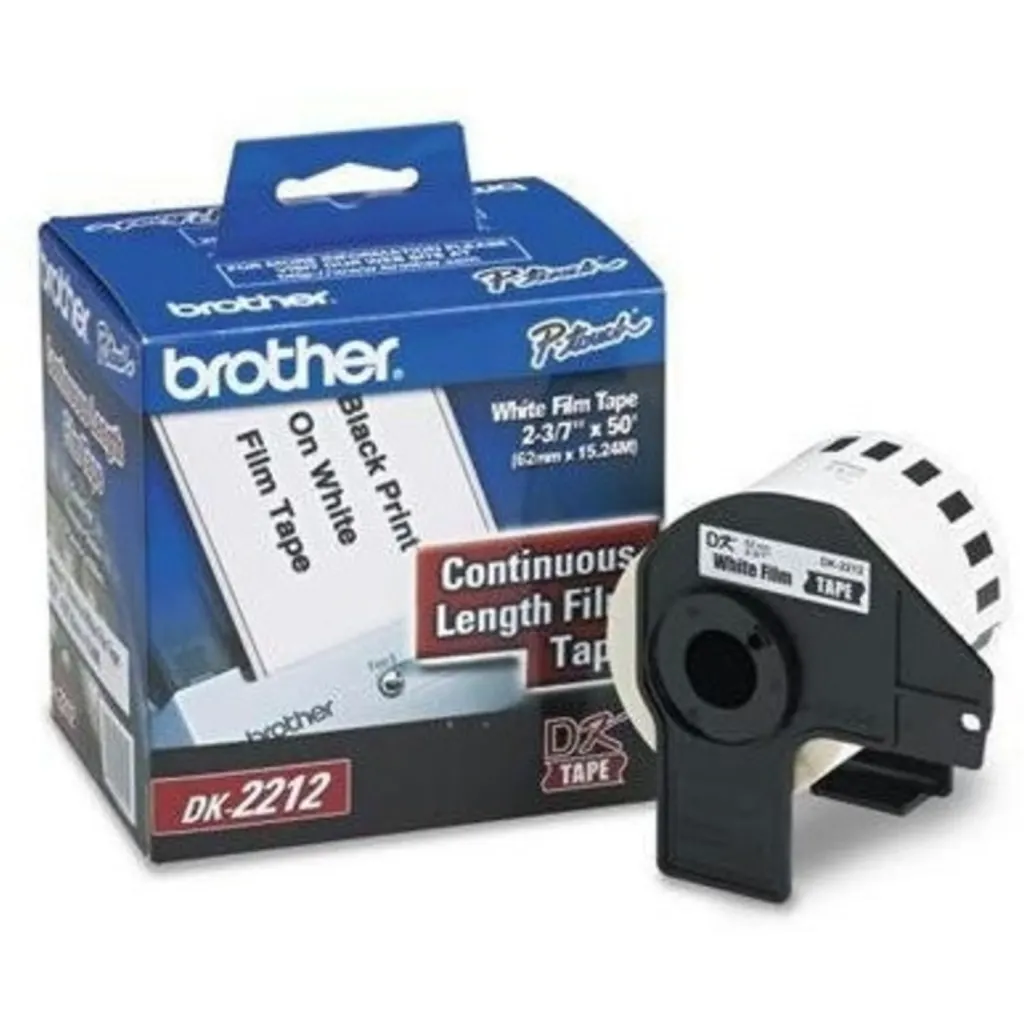 Cinta Rotuladora Brother Dk-2212 Film Blanco 62 Mm X 15 M Texto Negro Fondo Blan