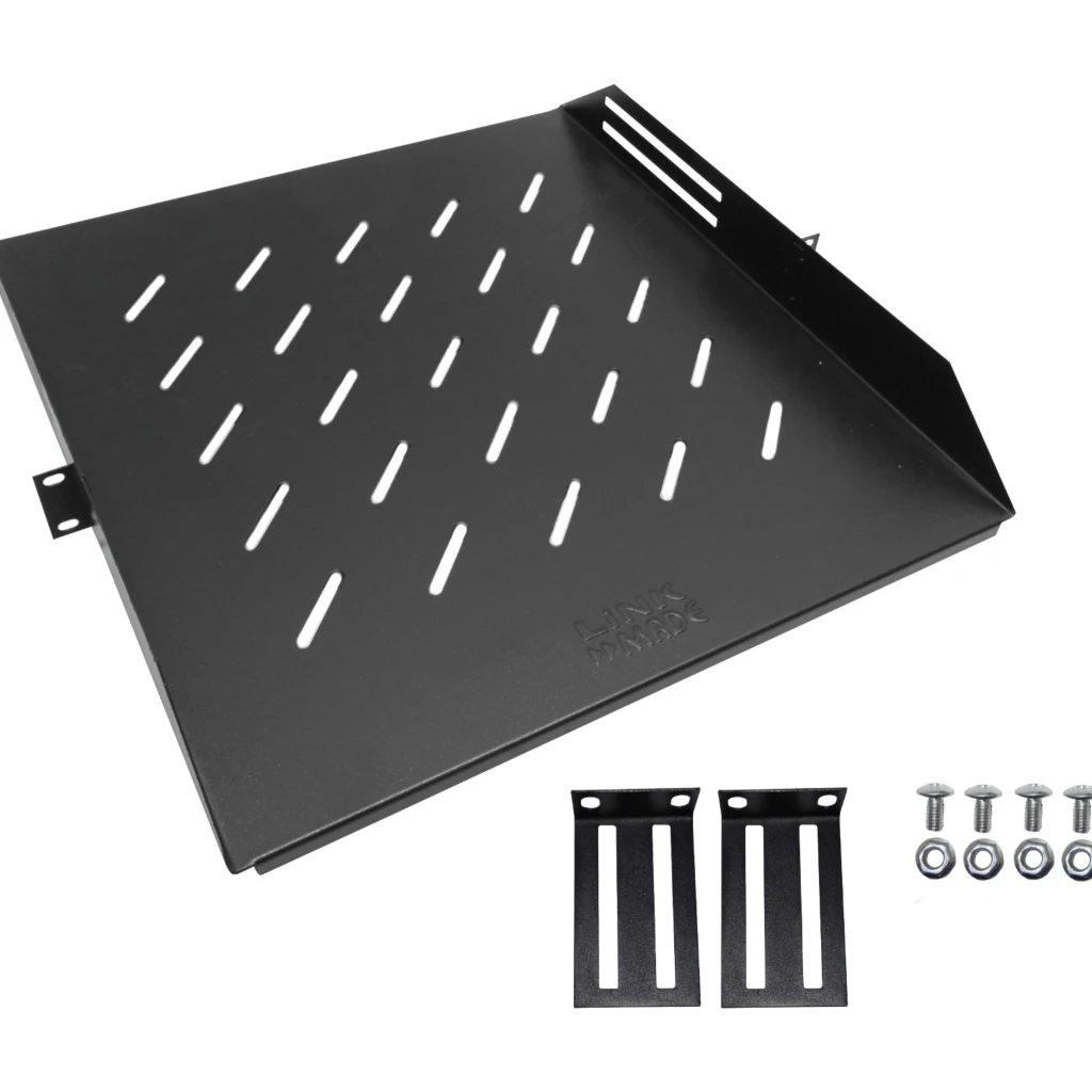 LINKMADE 1U 50cm-Fondo Bandeja Central Ventilada Ajustable Negra