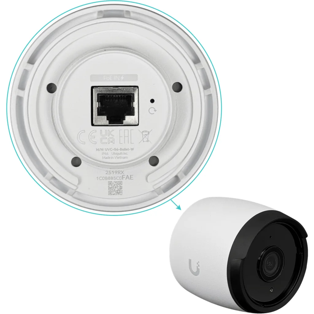 Imagen 4 de Cámara Ubiquiti UniFi Bullet UVC-G6-Bullet-W IP 4K PoE 8MP IR AI IP67 Blanca