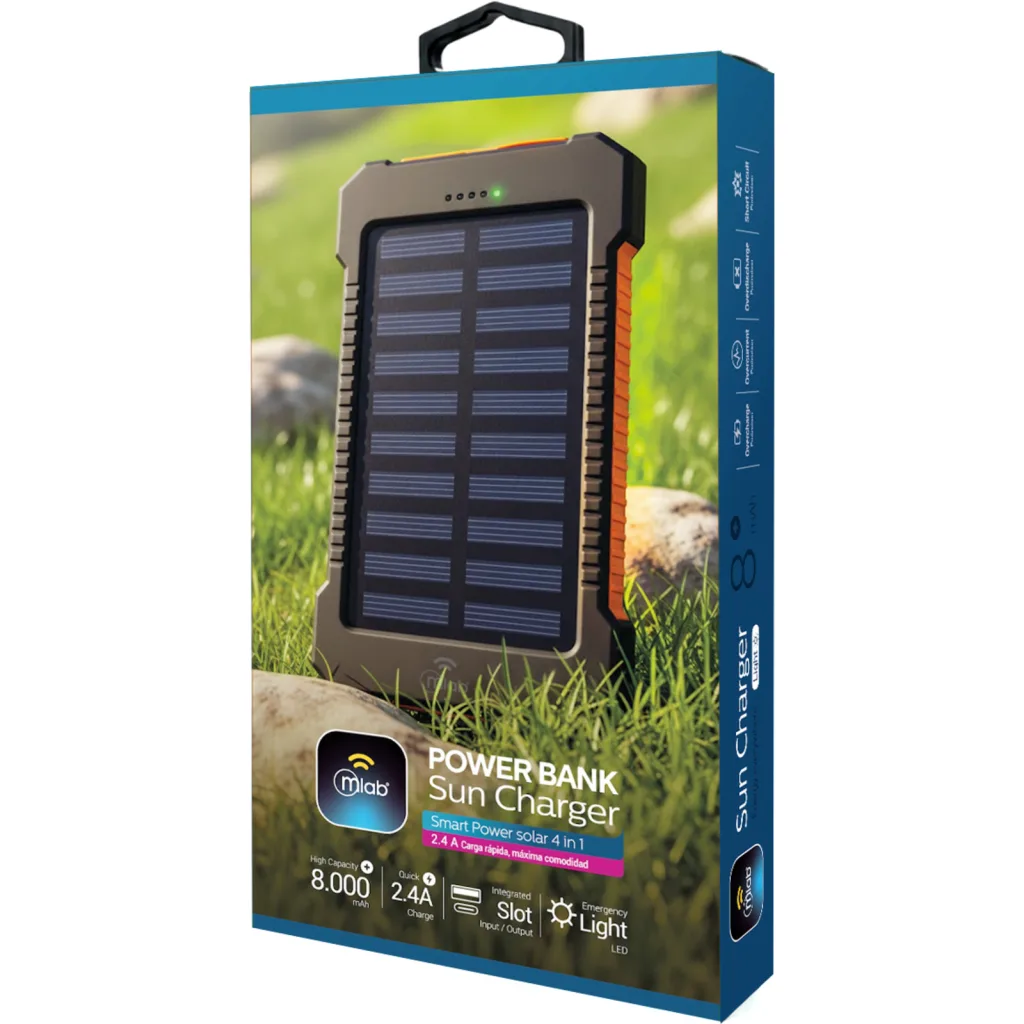 Imagen 5 de MLAB POWERBANK SOLAR 8.000mAh CARGADOR PORTATIL SUN CHARGER LIGHT 4 EN 1