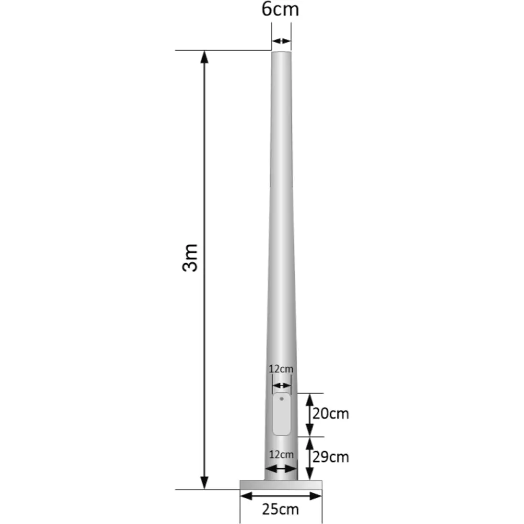 Imagen 1 de Poste Conico 3mt 3mm Base-250x250x12mm no-inc-Canastillo Cono-120/60mm