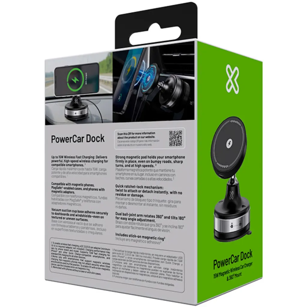 Imagen 14 de Klip Xtreme - Car wireless charging holder - 15 Watt - 24 pin USB-C - Cellular phone / Wireless earbuds / Apple AirPods / Apple Watch - Wireless - Para Smartphones - Vacuum Articulated