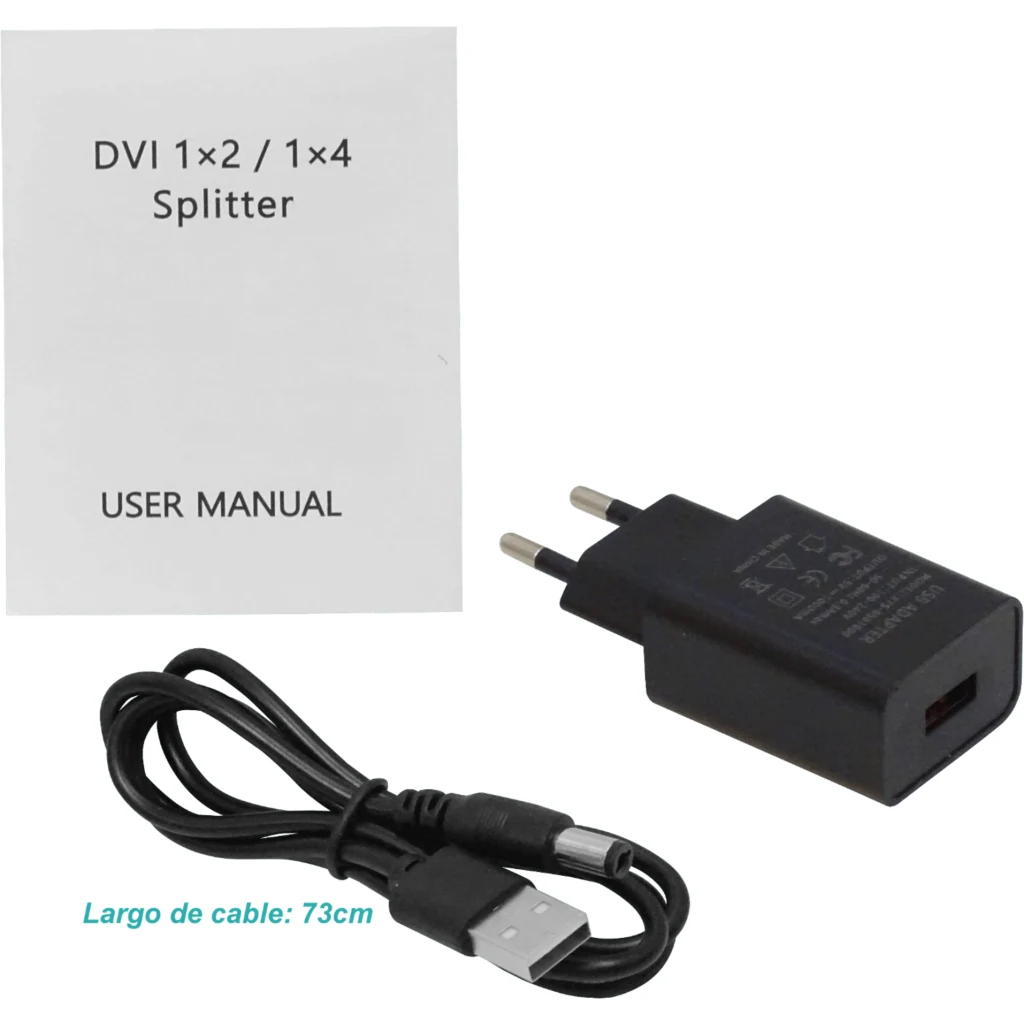 Splitter 1x2 DVI/D/Dual-M 1080p 1-in 2-out inc-5V-1A-USB-AM 1920x1200