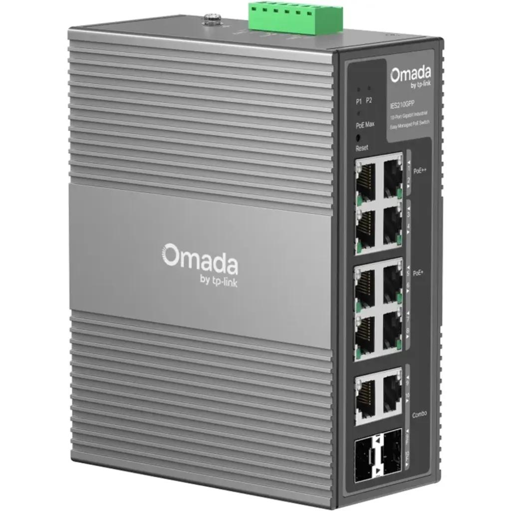 Imagen 2 de Switch industrial TP-Link IES210GPP Omada con 6 puertos PoE+ y 2 puertos PoE++
