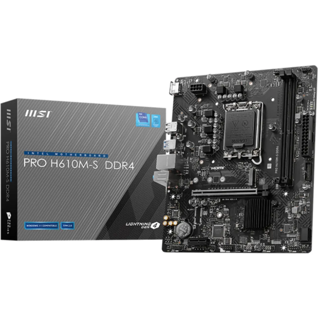 Imagen de Tarjeta Madre MSI PRO H610M-S DDR4 LGA1700 14°G 2*DDR4 M.2 HDMI USB3.2/2.0 mATX