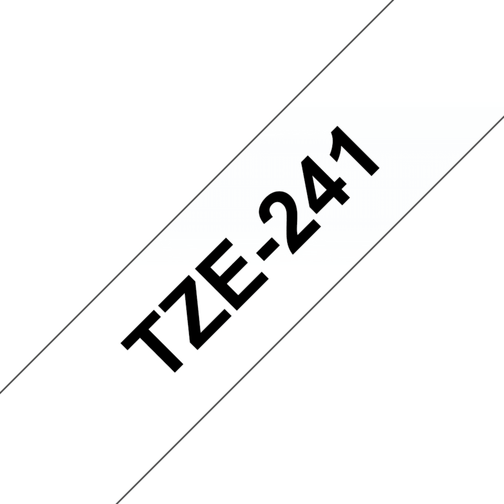Etiquetas P-Touch de Brother TZE-241 TZE241 Negro Sobre Blanco 18mm*8m