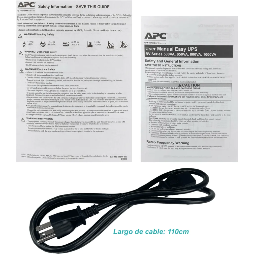 Imagen 5 de UPS APC BV1000 Easy 1000VA 600W, 1x9Ah, 4 Tomas Múltiples, Conector Anderson