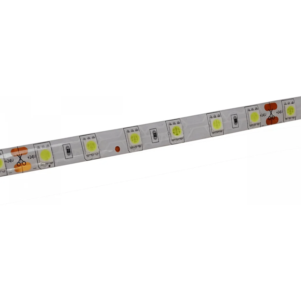 Cinta LED IP65 5mt 24V 2A 60-LED/mt SMD5050 Blanco Frio cortes-c/10cm