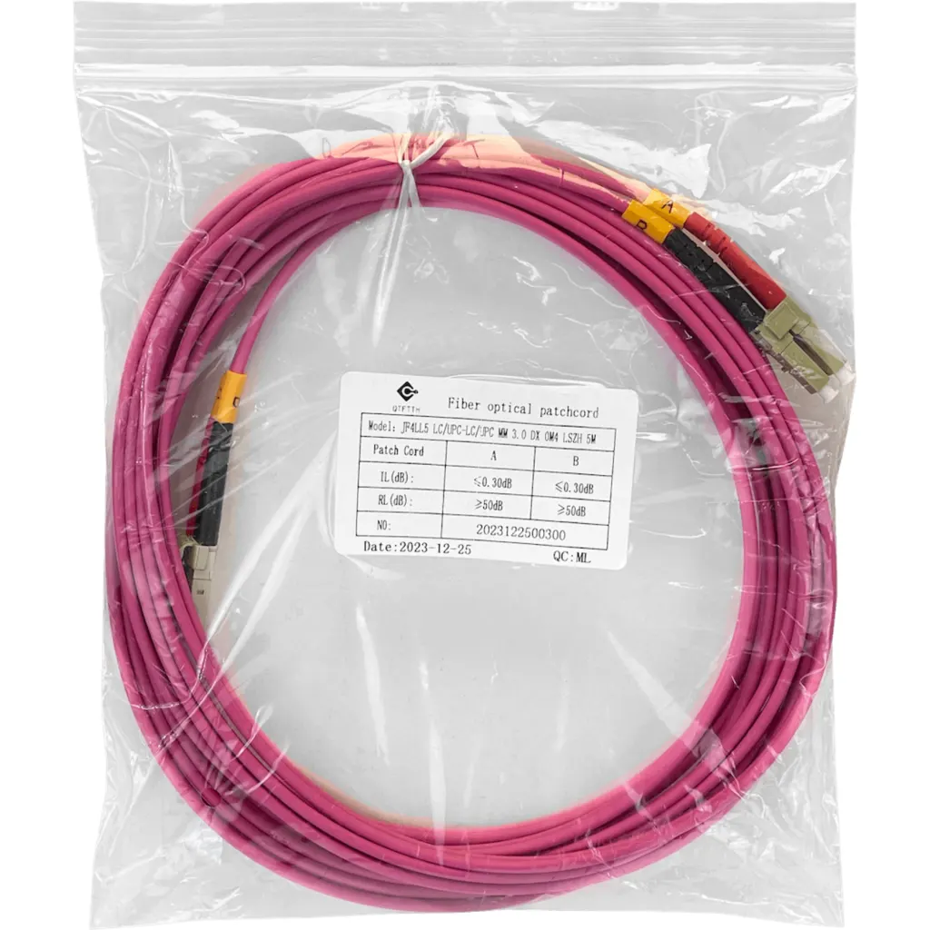 LSZH 5mt LC-LC OM4 MultiModo MM Duplex Jumper Fibra 50/125um 3,0mm