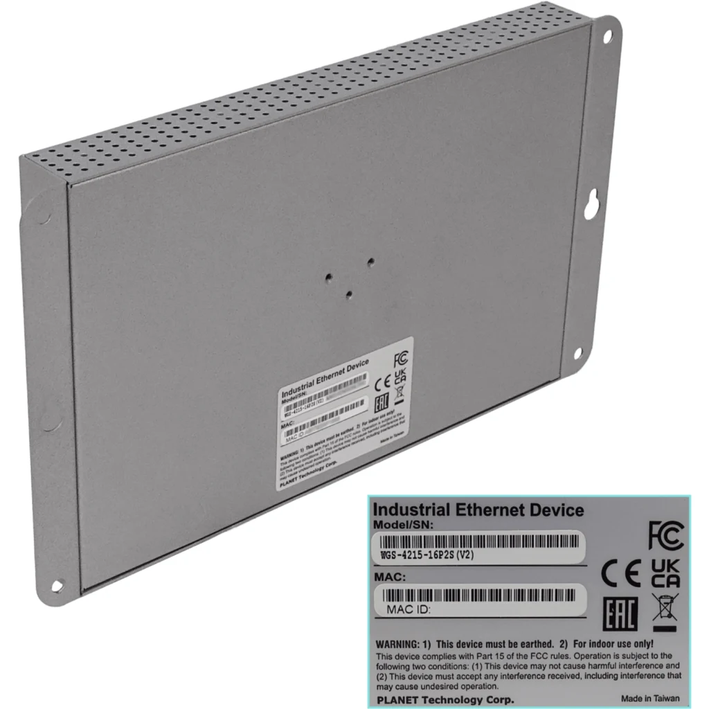 Imagen 3 de PLANET 16-1000-PoE+ 2-SFP 240W Switch Indust Admin Riel-DIN 48/54VDC