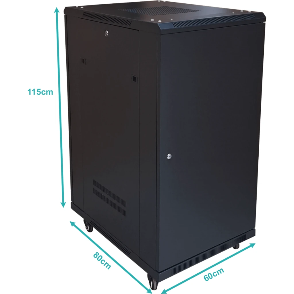 Imagen 5 de Rack 22U Ciego Fondo 80cm Ancho 19" Piso Ruedas Bandeja PDU