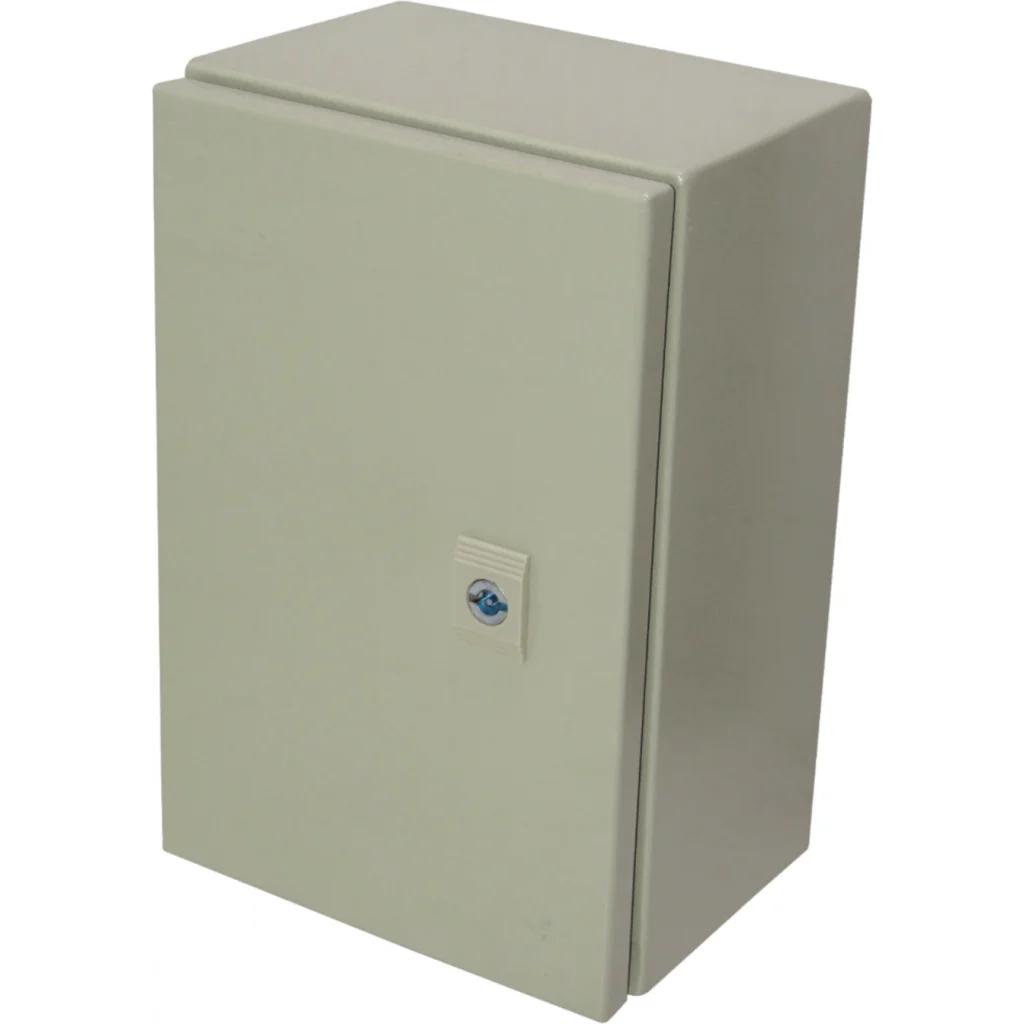 TIBOX 300x200x150mm 1-chapa/sin-Llave Caja Metalica IP66 Beige c/Placa