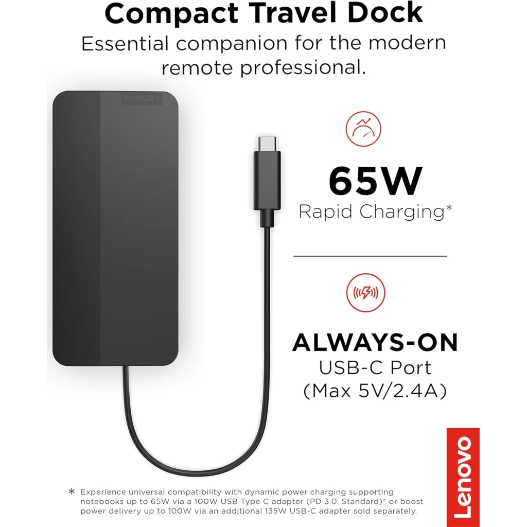Imagen 5 de Docking Station Lenovo Travel Dock USB-C, Puertos USB3.2 2*USB-C LAN HDMI DP