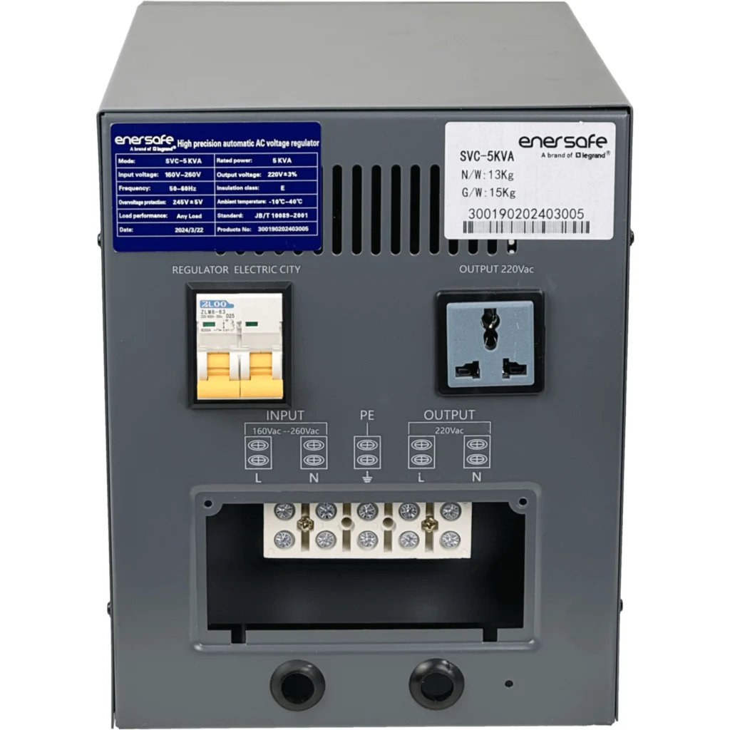 Imagen 1 de ENERSAFE Regulador Tension 5KVA 4500W 0,9 164-260VAC Reglet Monofasico