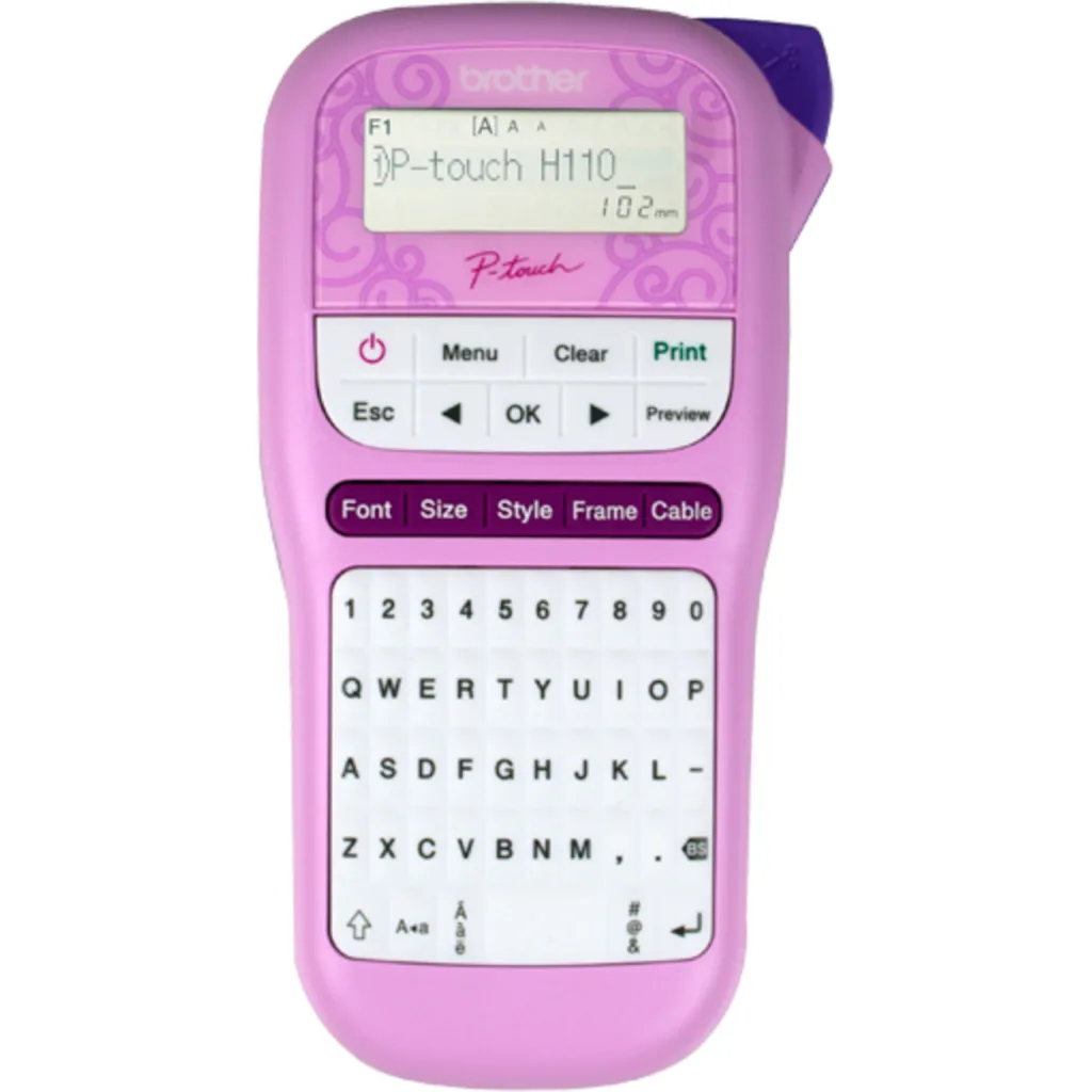 Rotuladora Portátil Brother PTH110PK, Cinta hasta 12mm QWERTY LCD 1Linea/15carct