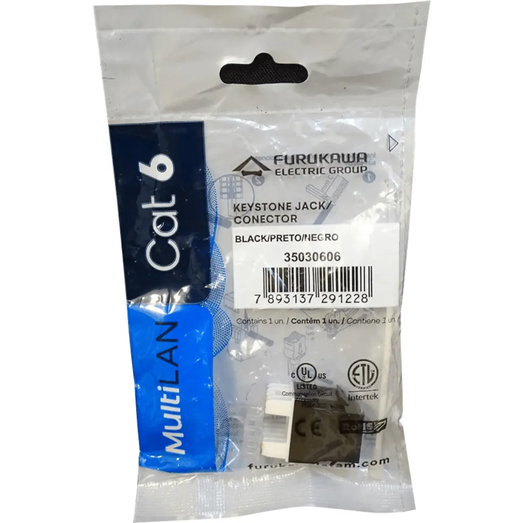 Imagen 1 de FURUKAWA Negro Cat6 U/UTP Multilan Punch Keystone Hembra RJ45 35030606