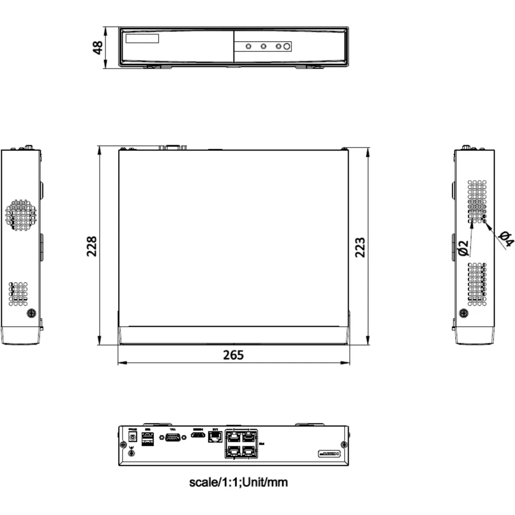Imagen 2 de NVR Hikvision 4-ch Mini 1U 4 PoE DS-7104NI-Q1/8P/MD