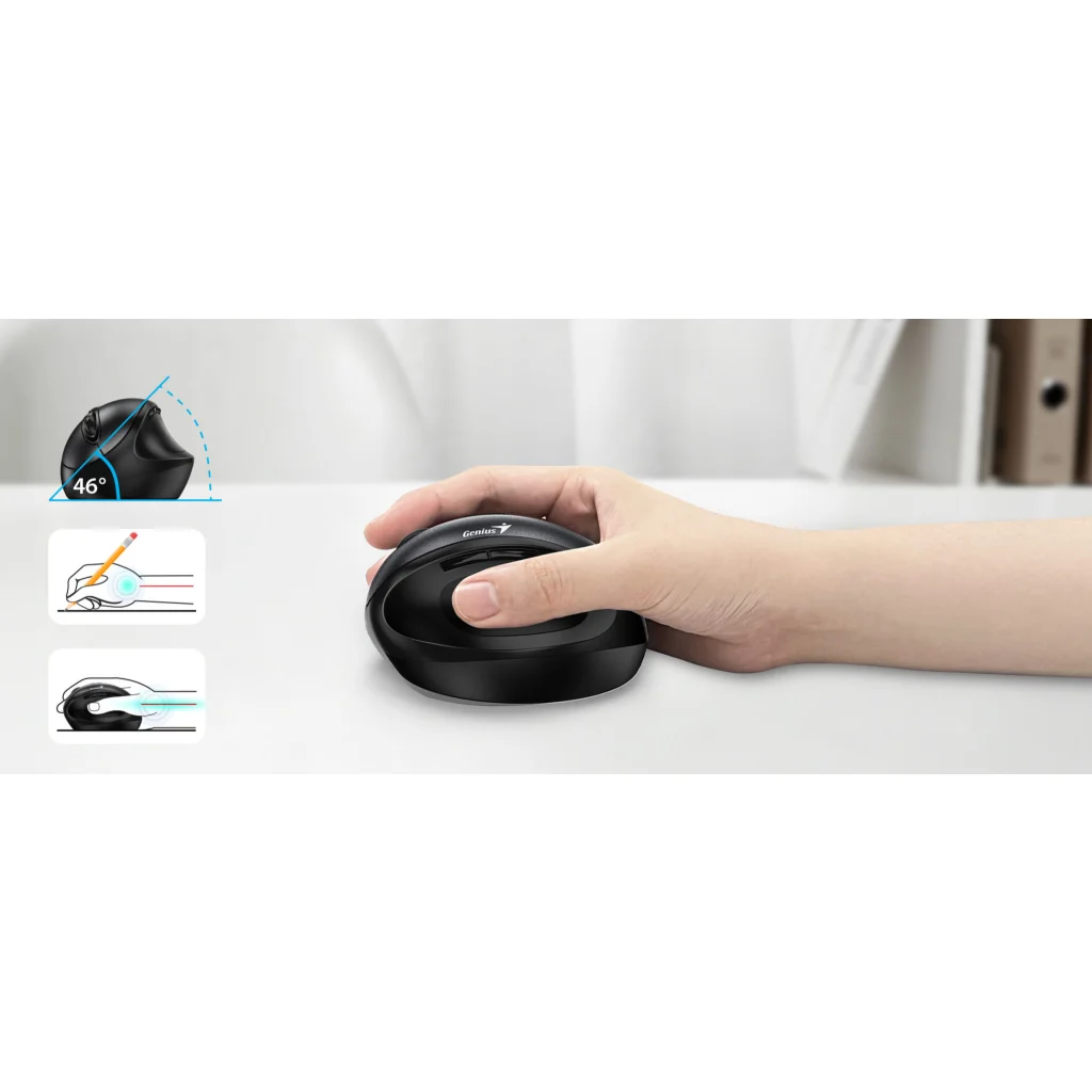 Imagen 6 de GENIUS MOUSE INALAMBRICO 2,4GHZ ERGONOMETRICO BLACK-ERGO-8300S-BK
