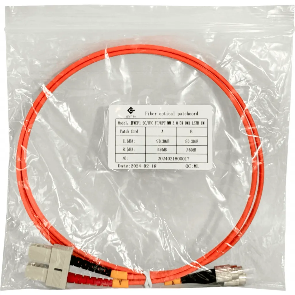 Imagen 2 de 1mt SC-FC OM1 MultiModo MM Duplex Jumper Fibra 62.5/125um LSZH 