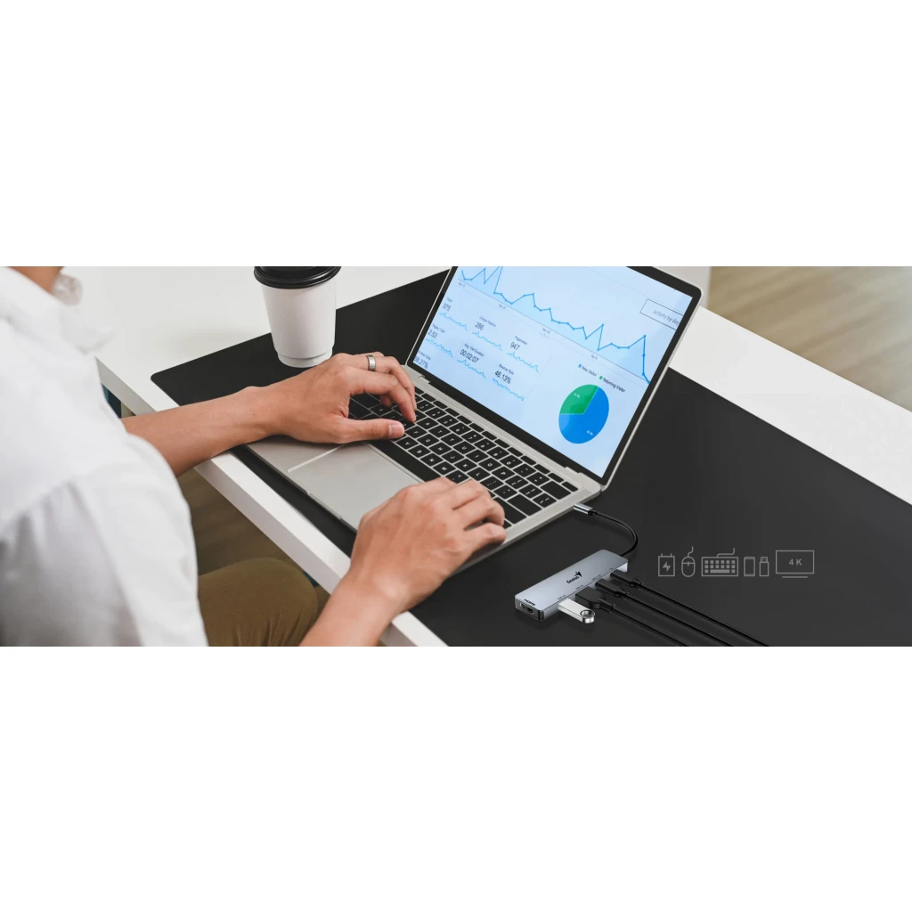 Imagen 5 de GENIUS HUB 5 in 1 PLUG TYPE-C to JACK HDMI, PD, USB 3.0-UH-500-GR