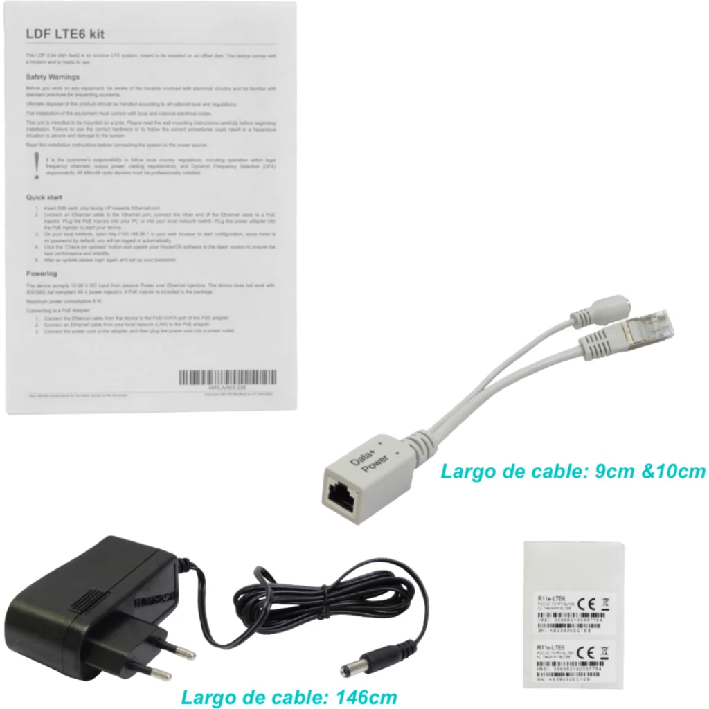 MIKROTIK CAT6 8dBi 300/50Mbps LTE 1-Sim 66o L3 1-100 inc24V