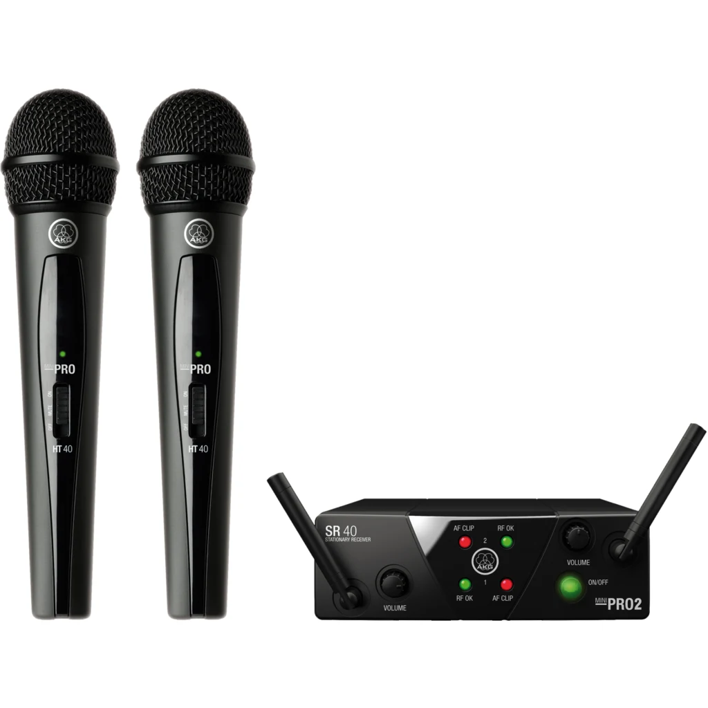 AKG WMS40 Mini Dual Micrófono Inalámbrico para Vocalistas y Presentadores
