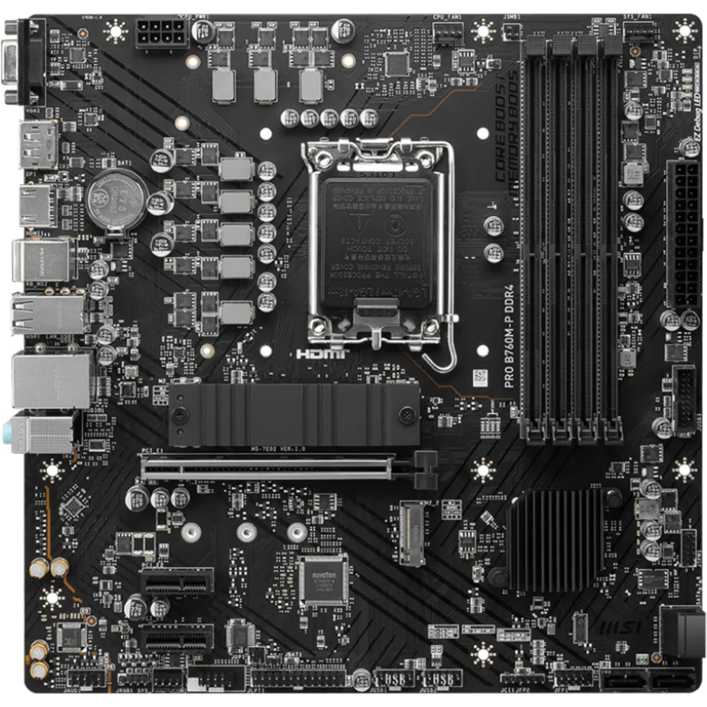 Imagen 1 de Tarjeta Madre MSI PRO B760M-P LGA1700 14°G 4*DDR4 2*M.2 DP HDMI VGA PS/2 USB-C