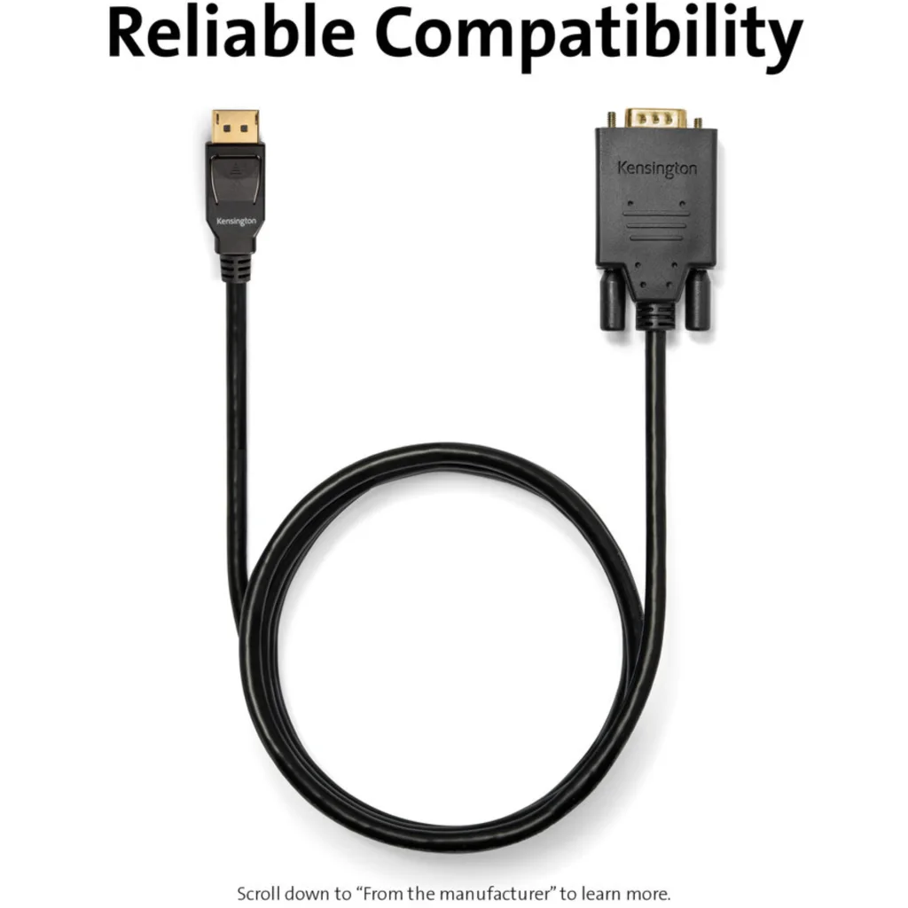Imagen 14 de Cable Adaptador DisplayPort a VGA M/M hasta 1080p 1.8mts Negro KENSINGTON