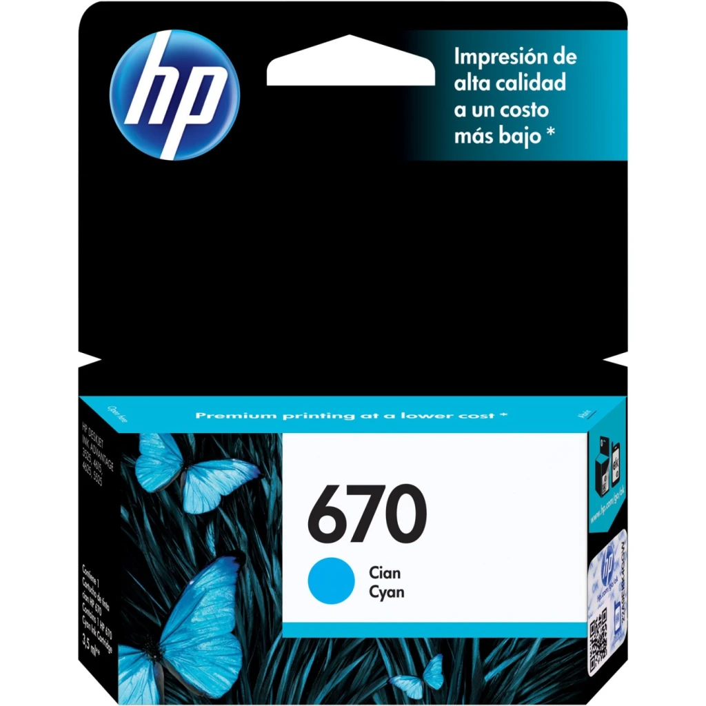 Imagen 3 de Cartridge HP 670 Cyan Tinta para Imp Deskjet 3525/4615/4625/5525, 300Pág 3.5ml