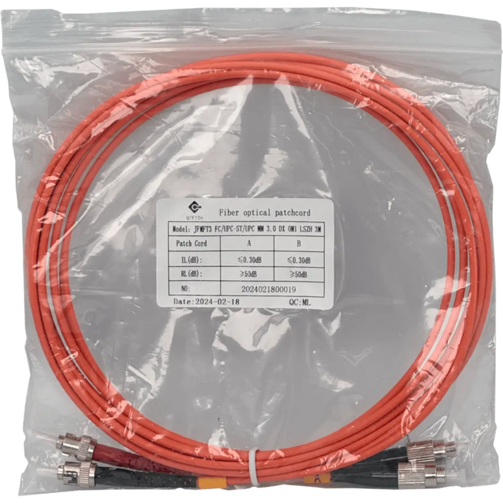 Imagen 2 de 3mt FC-ST OM1 Multimodo MM Duplex Jumper Fibra 62.5/125um LSZH
