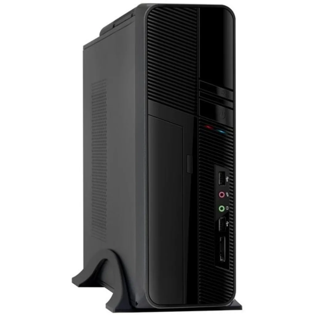 Gabinete Slim Clio s605 ITX Perfil bajo 2*USB 2.0 mATX/ITX Color Negro Fte 500W