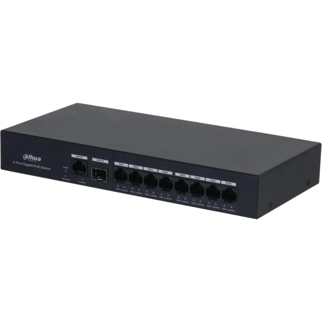 DH-PFS3110-8GT-65. Switch Dahua de 8 puertos PoE 2 Up-Link Gigaethernet.