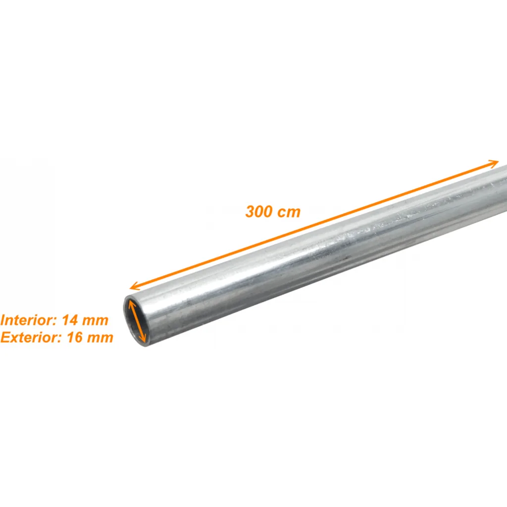 Diamet-ext 16mm Galvanizado 3mts Conduit Rigido Metalico 1,0mm-Espesor