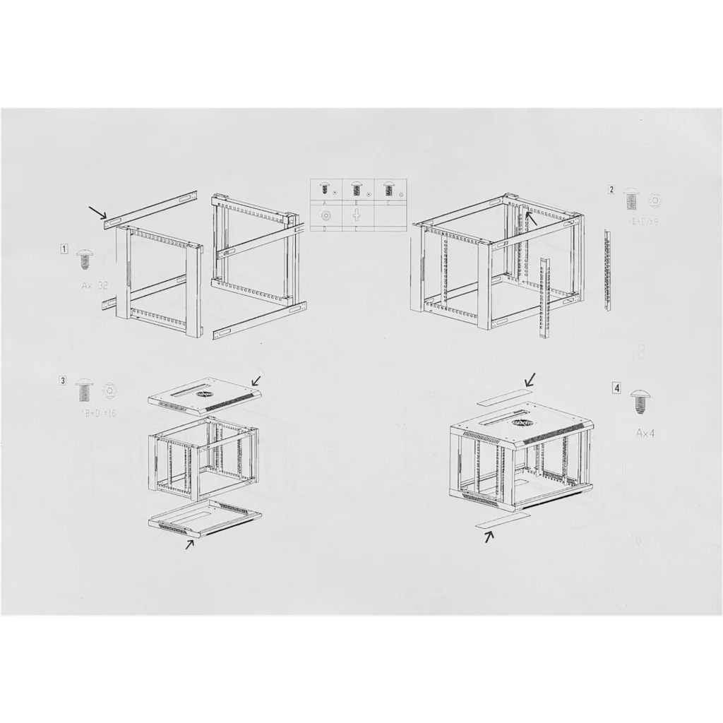 Imagen 2 de LINKMADE Desarmado 15U 60CM-Fondo Rack Pared Muro Negro