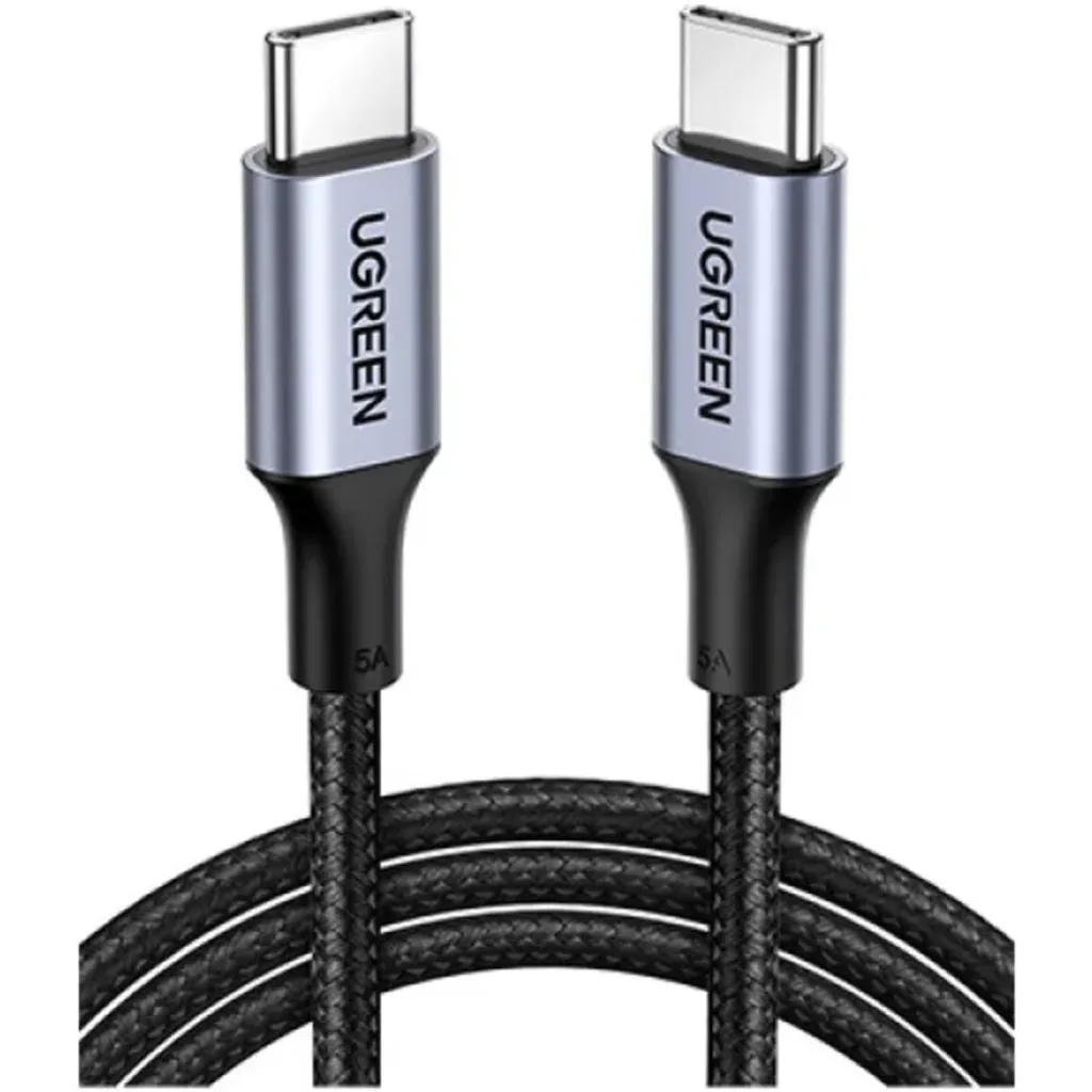 US316(1M). Cable USB-C a USB-C Ugreen para carga rapida de 1Mt. PD 5A. Aluminio 