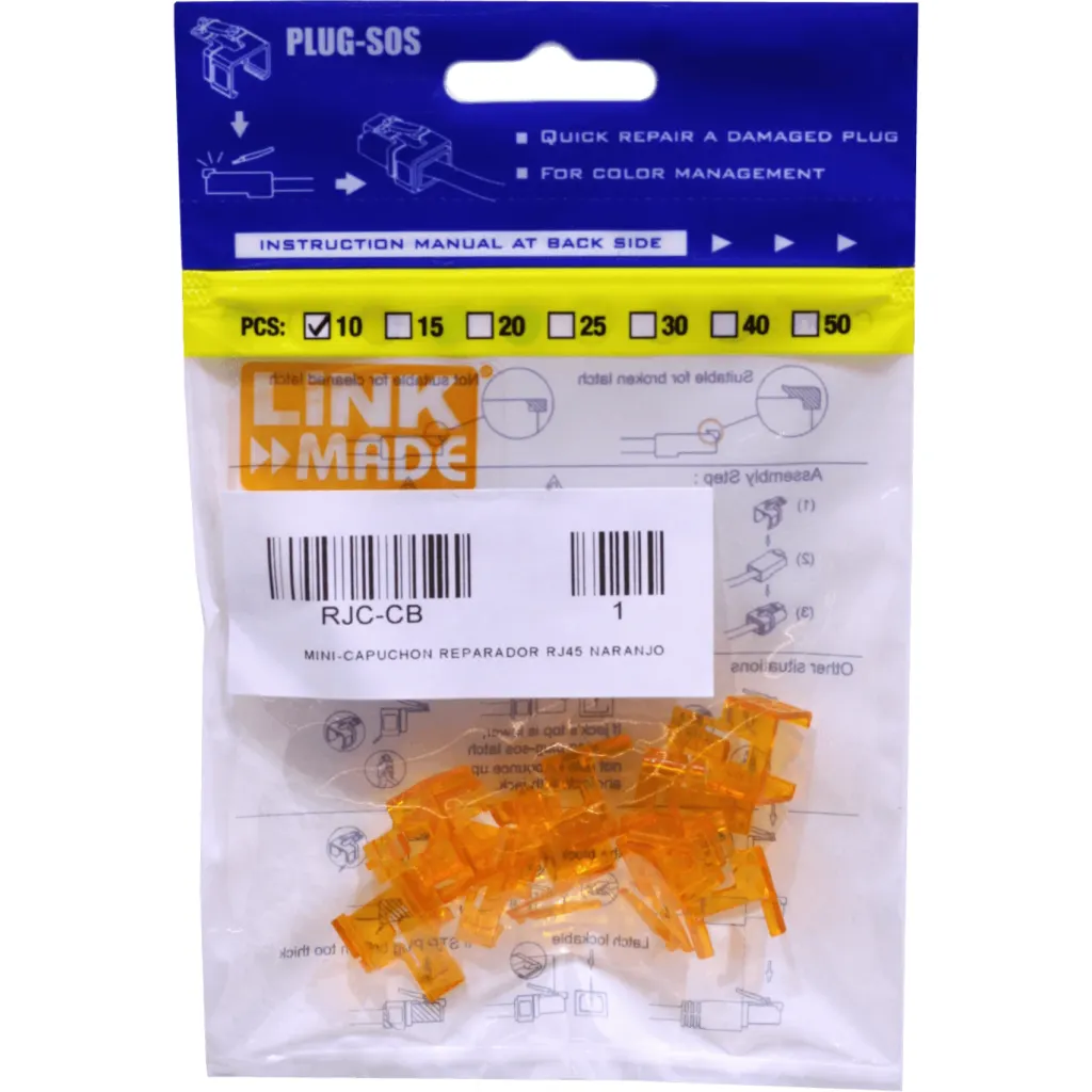 Imagen 1 de LINKMADE NARANJO MINI-CAPUCHON REPARADOR RJ45 BOLSA-10U.